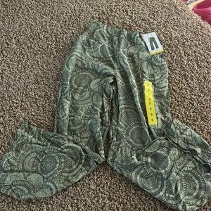 Green Print straight leg pants